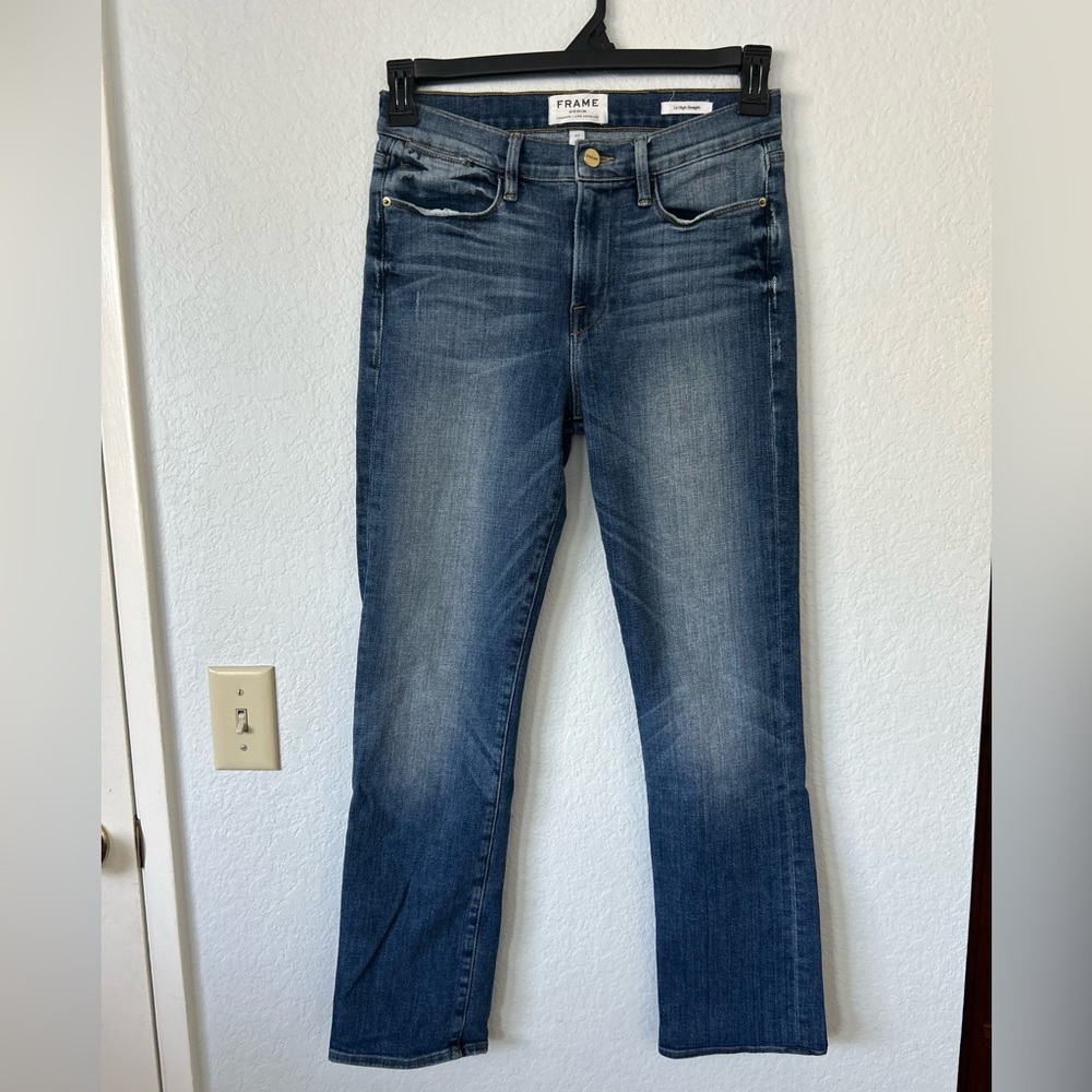 Frame Le High Classic Blue Straight Leg Jeans Size 27